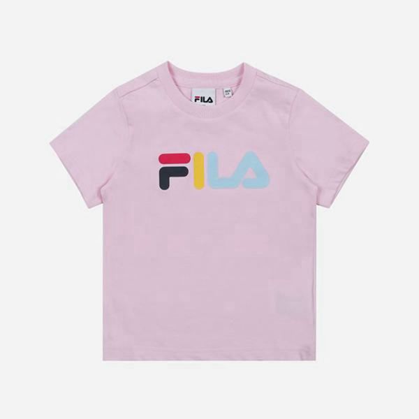 Camisetas Fila Menina Rosa - Fila Colorful Crew Neck S/S Portugal Lojas,LFSN-95632